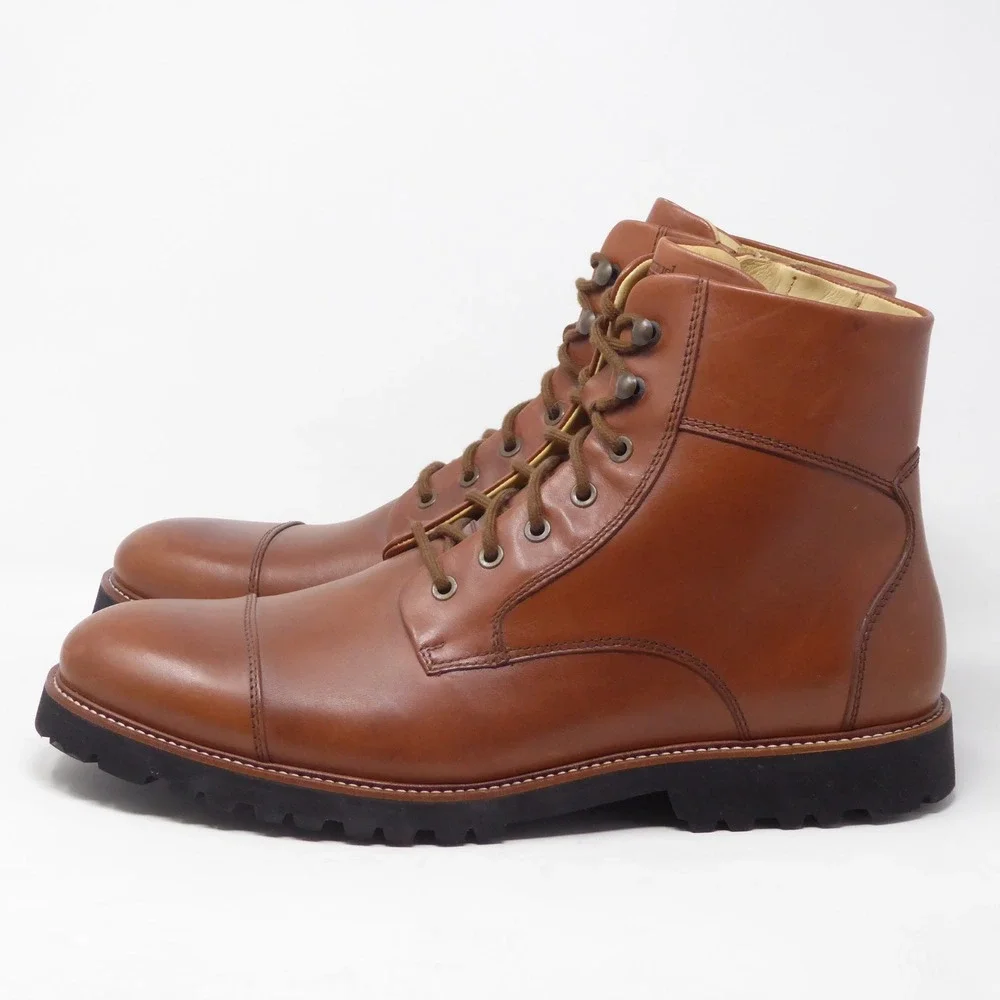 Samuel Hubbard Uptown Maverick Mens Cap Toe Boots Brown Leather Vibram Sole 13